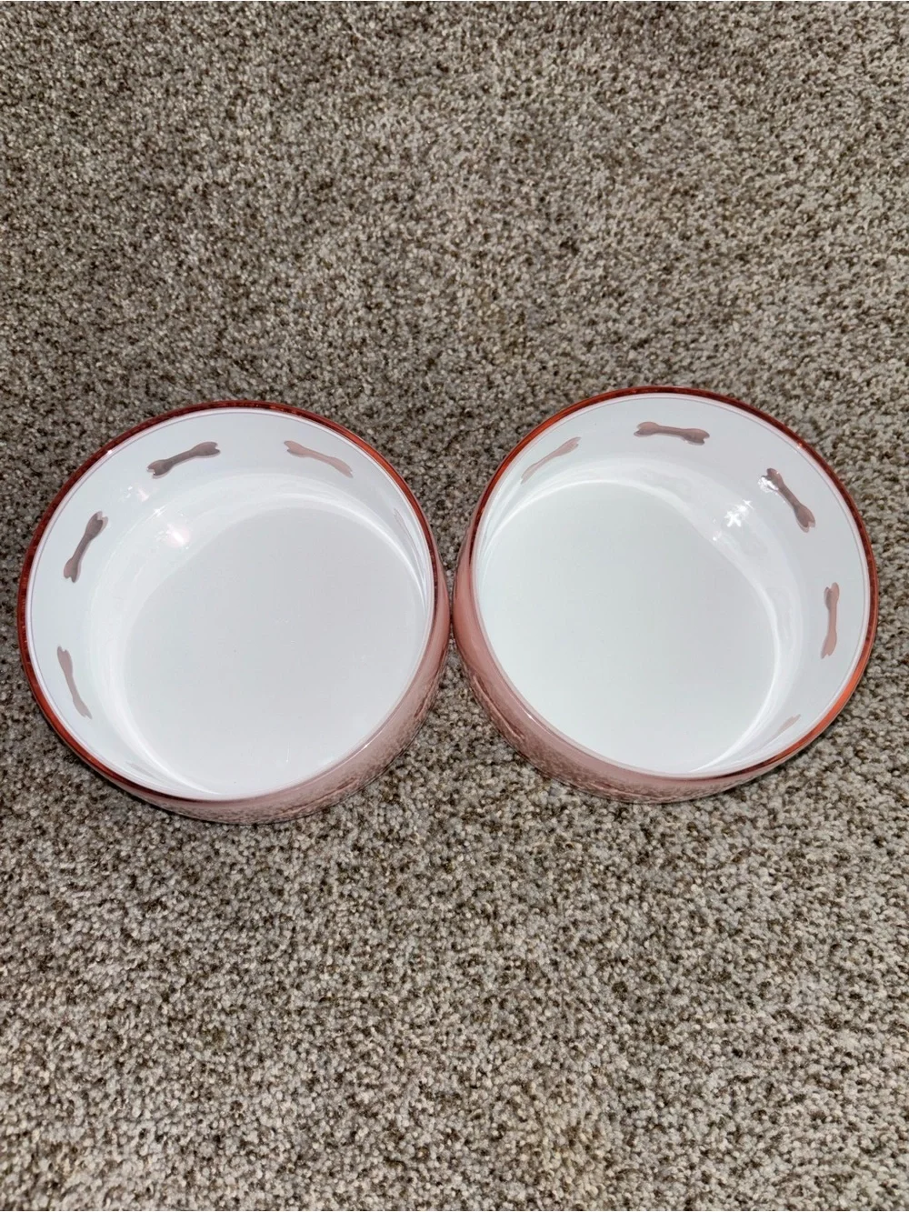 Pink Acrylic Plastic Dog Bowls with Bone Cutout Design